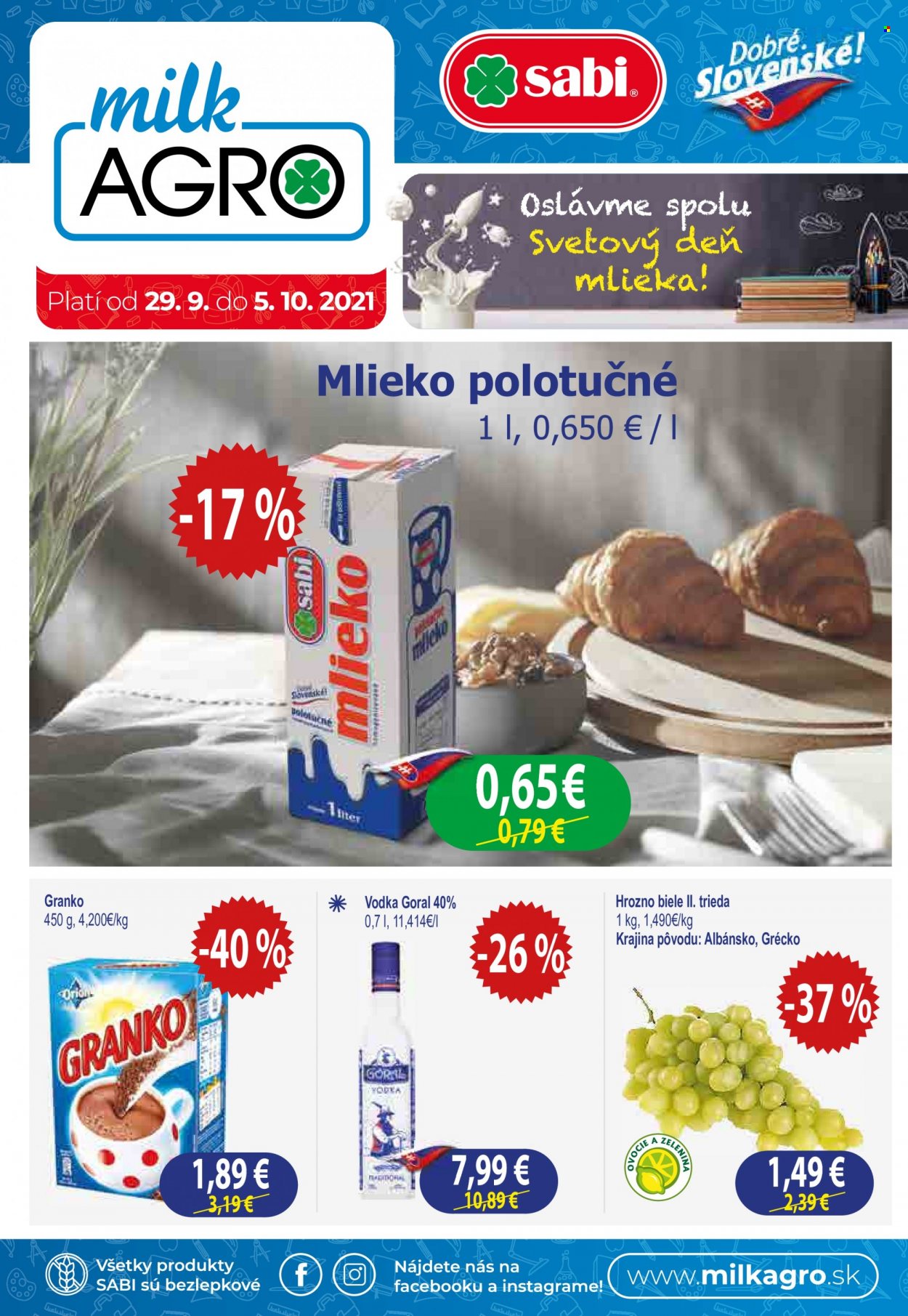 Leták Milk AGRO - 29.9.2021 - 5.10.2021.