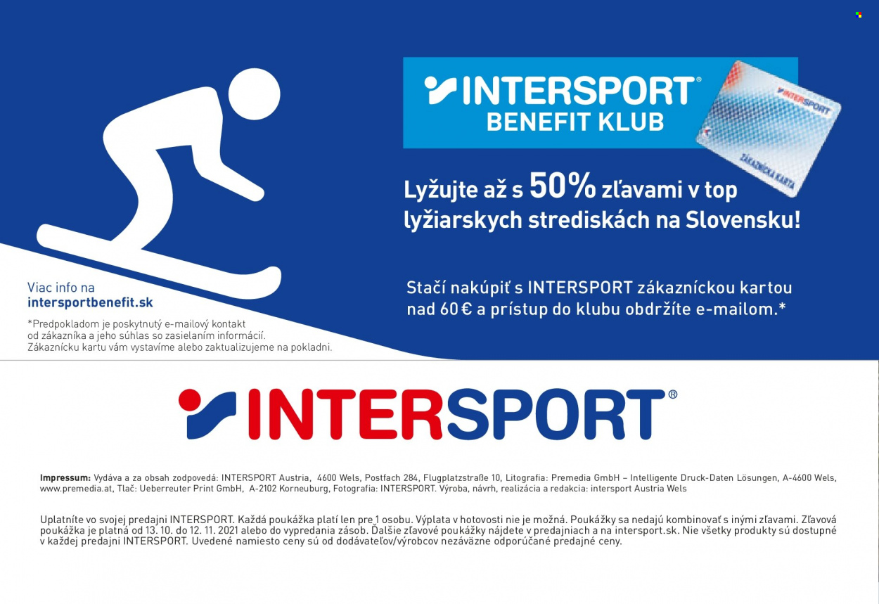 Leták Intersport - 13.10.2021 - 12.11.2021.