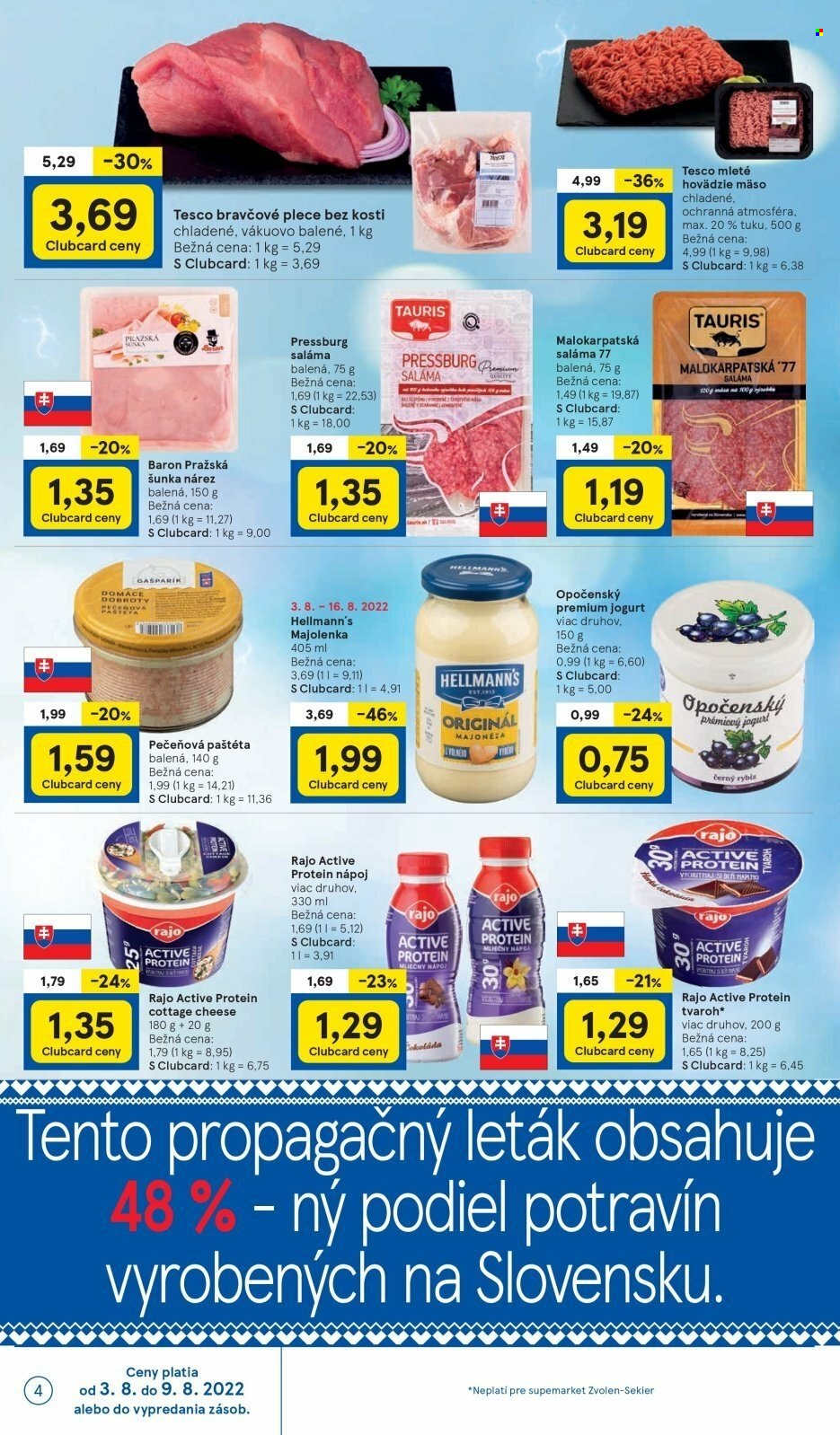 Leták TESCO supermarket - 3.8.2022 - 9.8.2022.