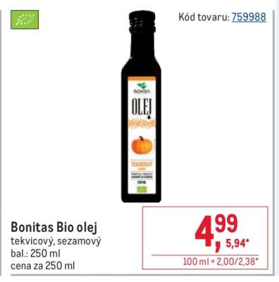 Bonitas bio olej