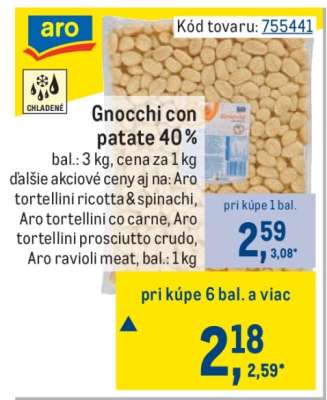 Gnocchi con patate 40 %