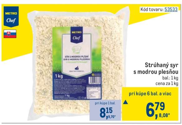 Strúhaný syr s modrou plesňou