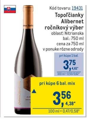 Topoľčianky Alibernet ročníkový výber