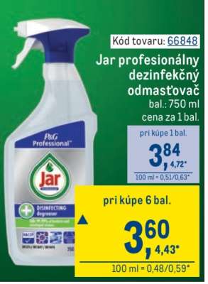 Jar profesionálny dezinfekčný odmasťovač