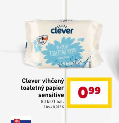 Clever vlhčený toaletný papier sensitive