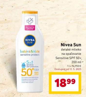 Nivea Sun detské mlieko na opaľovanie Sensitive SPF 50+