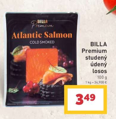 BILLA Premium studený údený losos