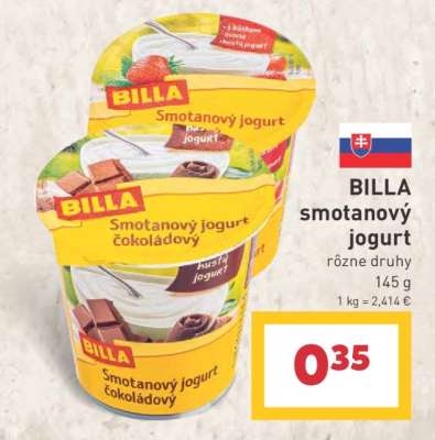 BILLA smotanový jogurt