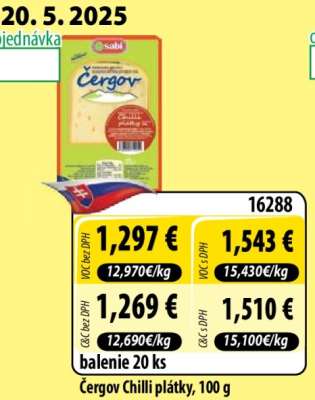 Čergov Chilli plátky, 100 g