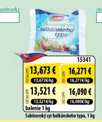 Sabinovský syr balkánskeho typu, 1 kg
