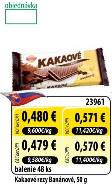 Kakaové rezy Banánové, 50 g