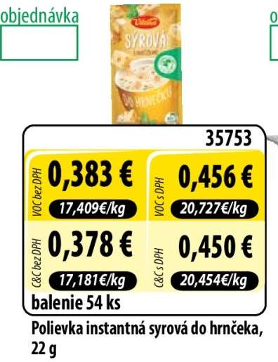 Polievka instantná syrová do hrnčeka, 22 g