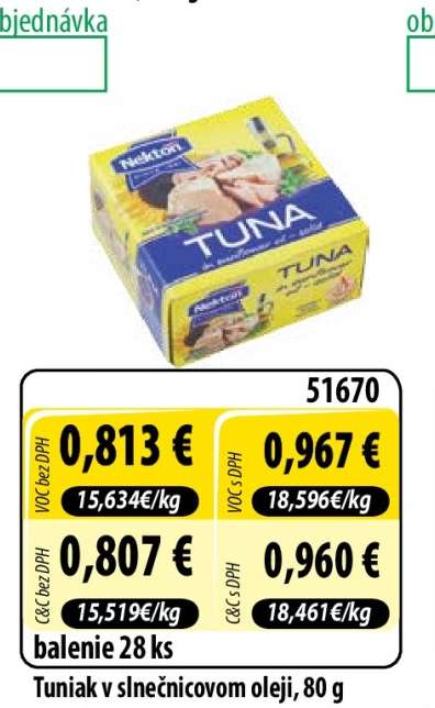 Tuniak v slnečnicovom oleji, 80 g
