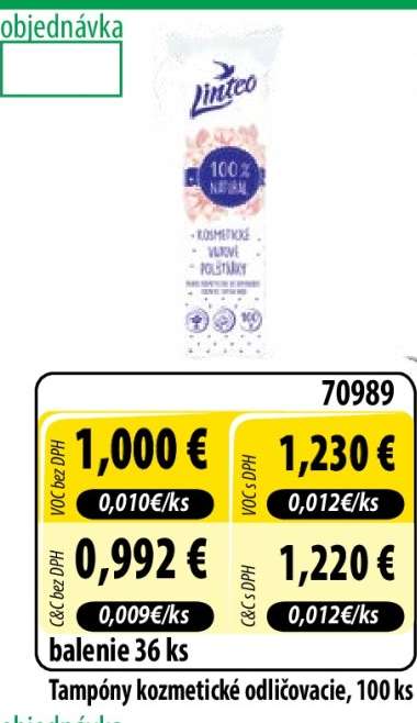 Tampony kozmetické odličovacie, 100 ks