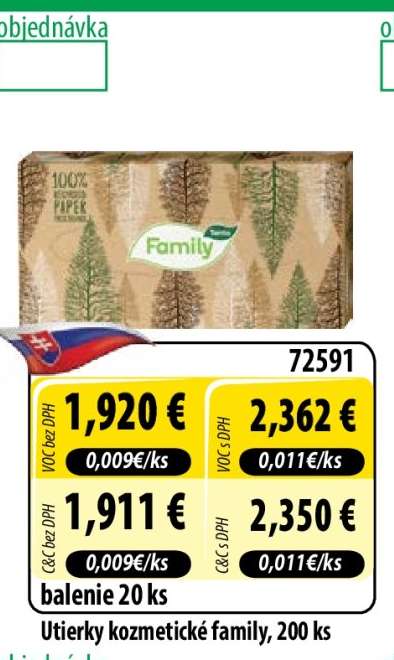 Utierky kozmetické family, 200 ks