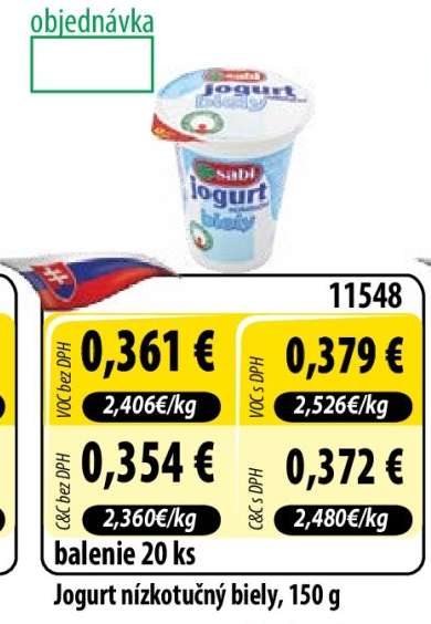 Jogurt nízkotučný biely
