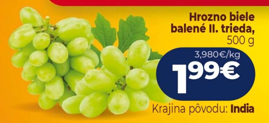 Hrozno biele balené II. trieda, 500 g