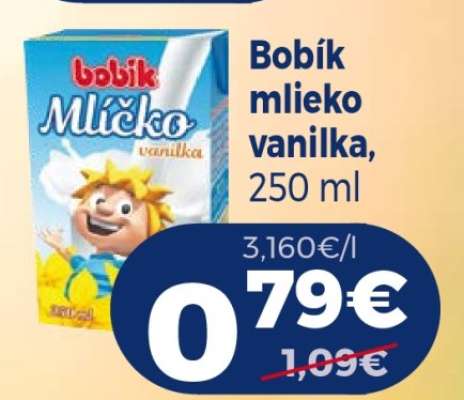 Bobík mlieko vanilka, 250 ml