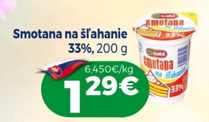 Smotana na šľahanie 33%