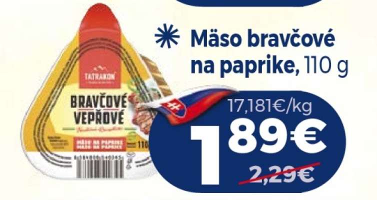 Mäso bravčové na paprike, 110 g