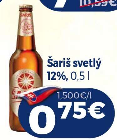 Šariš svetlý 12%, 0,5 l