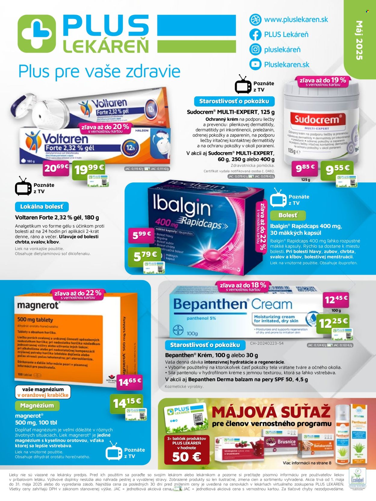 Leták Plus lekáreň - 1.5.2025 - 31.5.2025.