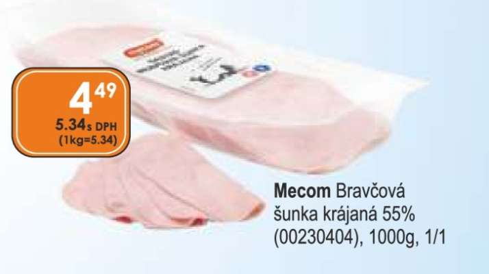 Mecom Bravčová šunka krájaná 55%