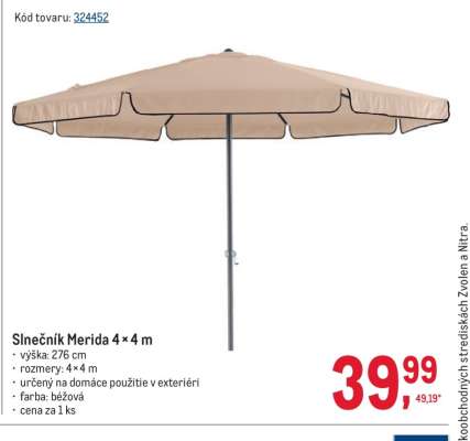 Slnečník Merida 4 × 4 m