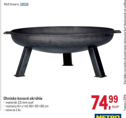 Ohnisko kovové okrúhle