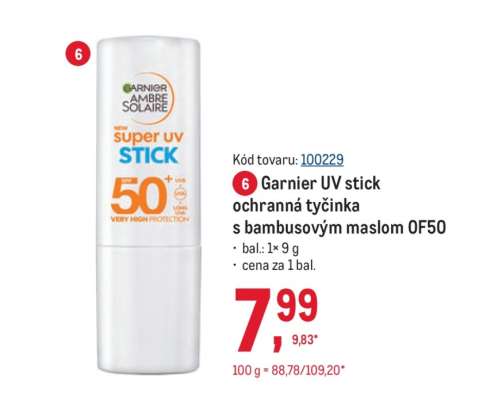 Garnier UV stick ochranná tyčinka s bambusovým maslom OF50