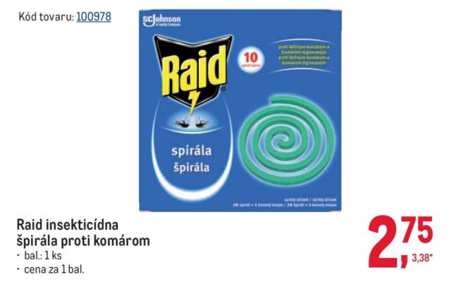 Raid insekticídna špirála proti komárom