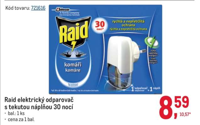 Raid elektrický odparovač s tekutou náplňou 30 nocí