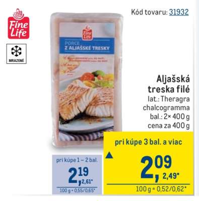 Aljašská treska filé