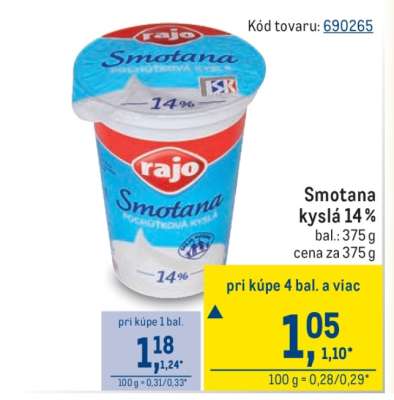 Smotana kyslá 14 %