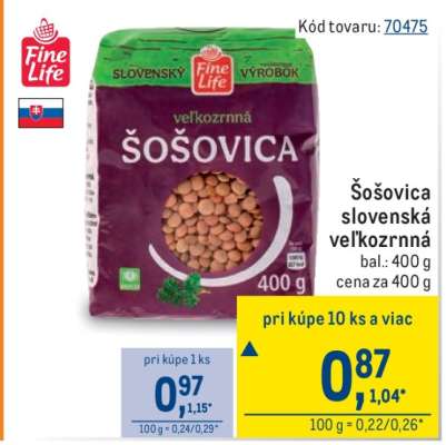 Šošovica slovenská veľkozrnná