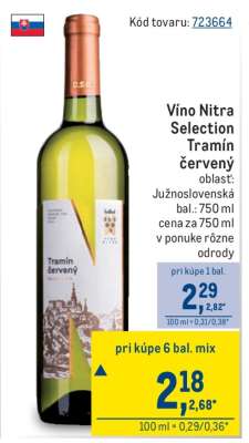 Víno Nitra Selection Tramín červený