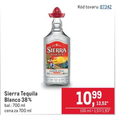 Sierra Tequila blanco 38 %