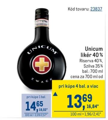 Unicum likér 40 %
