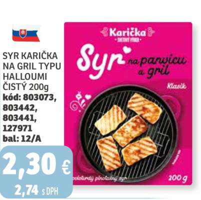 Sýr Karička na gril typu Halloumi čistý 200g