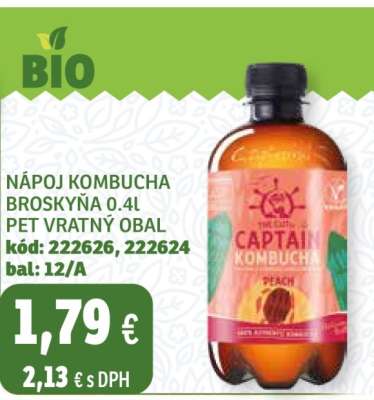 NÁPOJ KOMBUCHA BROSKEV 0.4l