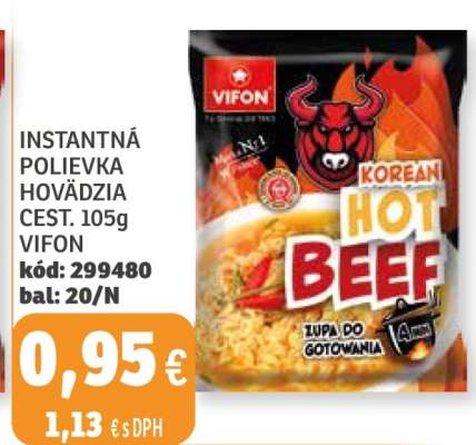 Instantná polievka hovädzia cest. 105g Vifon