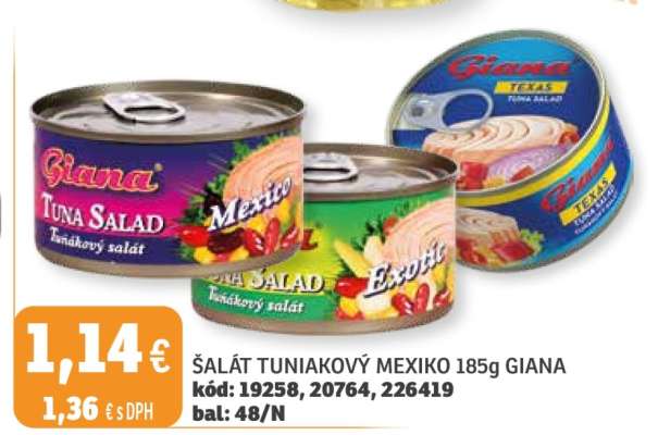 Šalát tuniakový Mexiko 185g GIANA