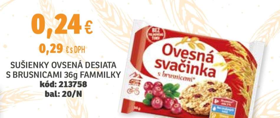 SUŠIENKY OVSENÁ DESIATA S BRUSNICAMI 36g FAMMILKY
