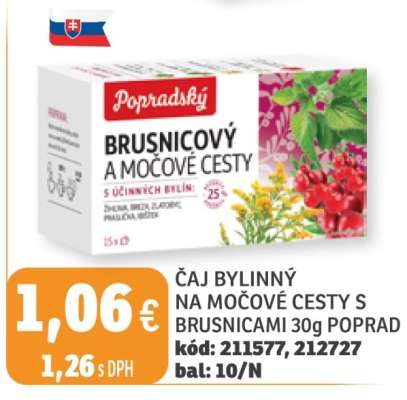 ČAJ BYLINNÝ NA MOČOVÉ CESTY S BRUSNICAMI 30g POPRAD