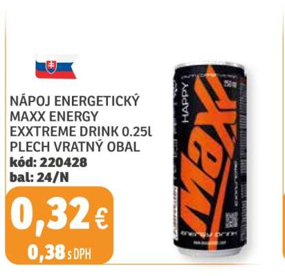 NÁPOJ ENERGETICKÝ MAXX ENERGY EXXTREME DRINK 0.25L