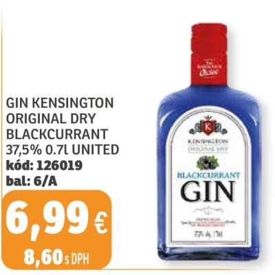 GIN KENSINGTON ORIGINAL DRY BLACKCURRANT 37,5% 0.7l