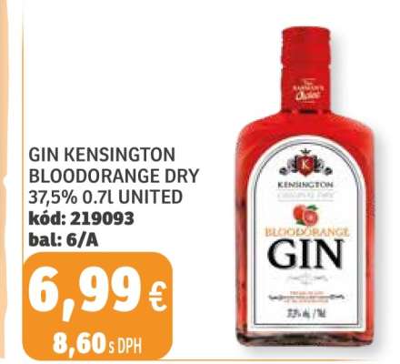 Gin Kensington Bloodorange Dry 37,5% 0.7L