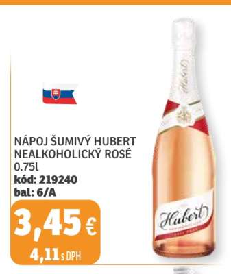 NÁPOJ ŠUMIVÝ HUBERT NEALKOHOLICKÝ ROSÉ