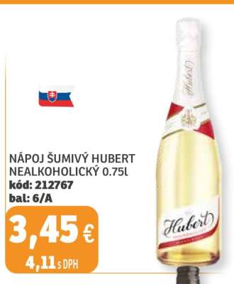 NÁPOJ ŠUMIVÝ HUBERT NEALKOHOLICKÝ 0.75L