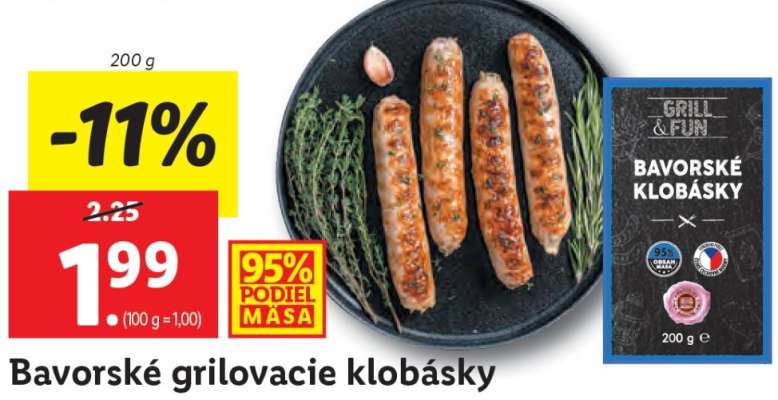 Bavorské grilovacie klobásky